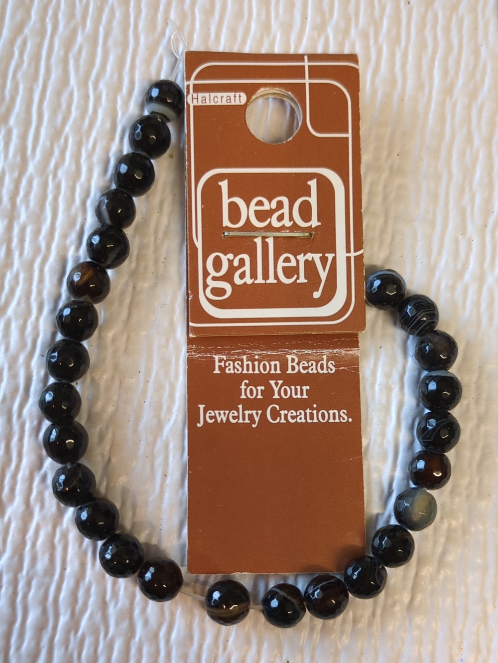 ☀️A11 Bead Gallery Black Banded Onyx Faceted 6mm Rounds, 15cm Strand